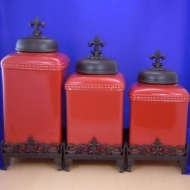 Ceramic Canister Sets red