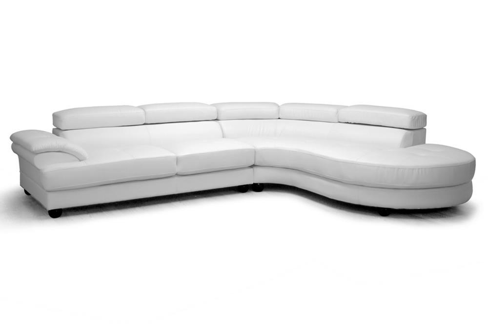 Baxton Studio Adelaide White Leather Modern Sectional Sofa