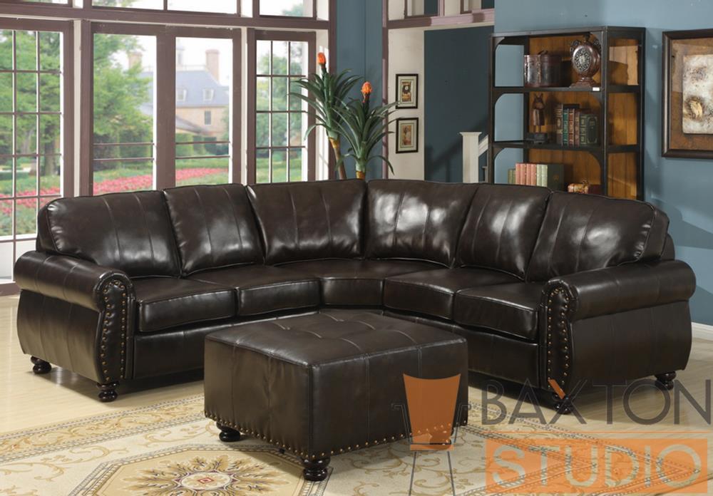 Baxton Studio Hammond Brown Leather Modern Sectional Sofa