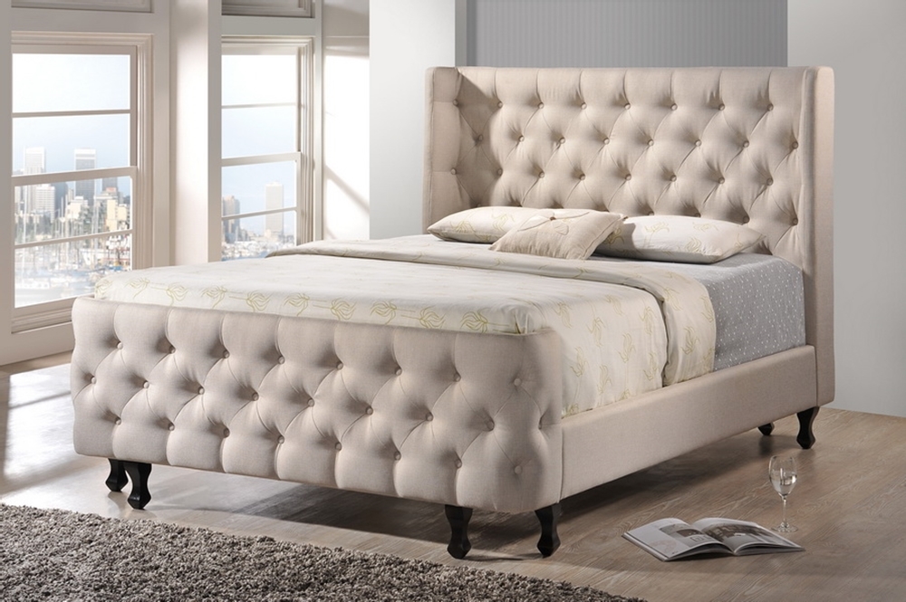 Baxton Studio Ipswich Beige Linen Modern Bedroom Set - King Size