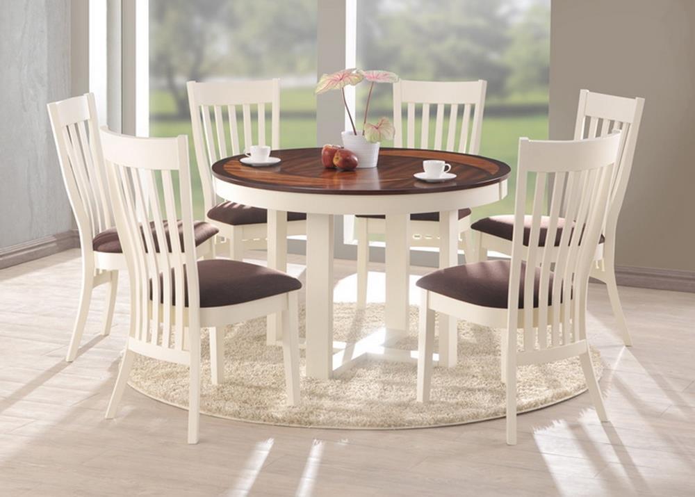 Baxton Studio Shippen White and Brown 7 Piece Modern Dining Set