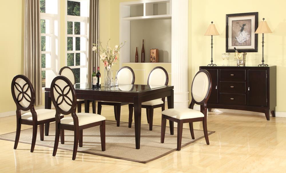 Baxton Studio Vandegriff Brown and Ivory 8-Piece Modern Dining Set