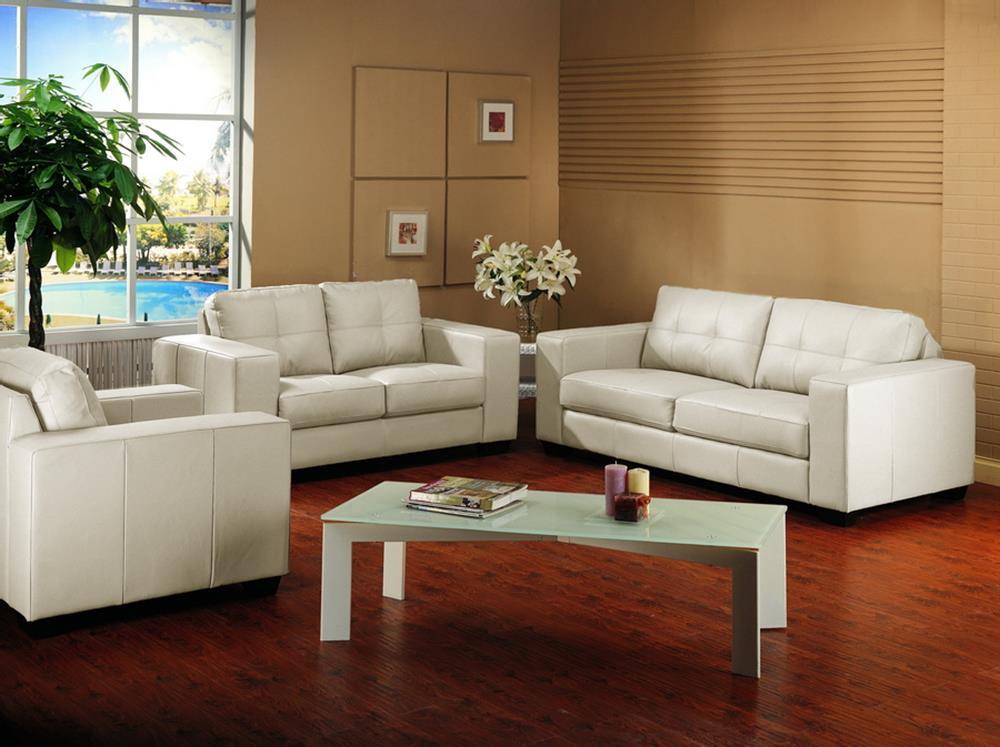 Baxton Studio Whitney Ivory Leather Modern Sofa Set