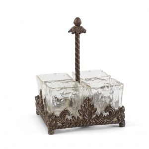 GG Acanthus Leaf Collection Flatware Caddy 4 Glass Holders