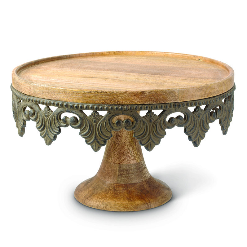 GG Antiquity Collection Small Wood Cake Pedestal