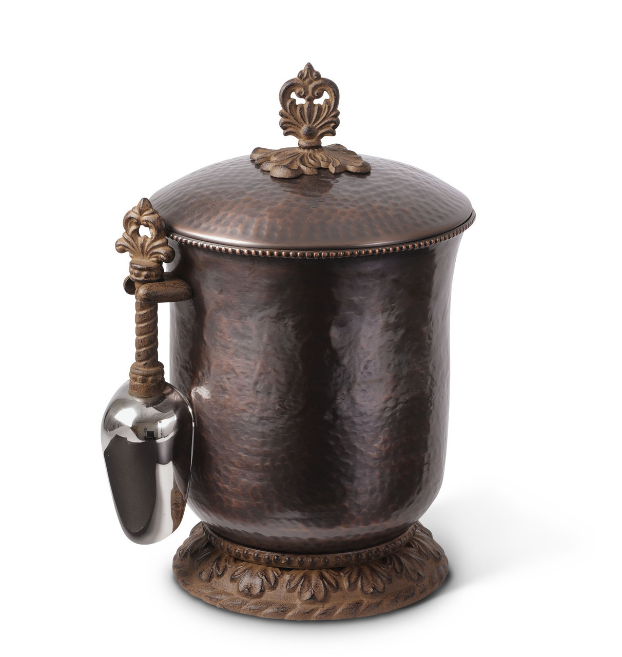 GG hammered Ice Bucket with Scoop Antique Copper