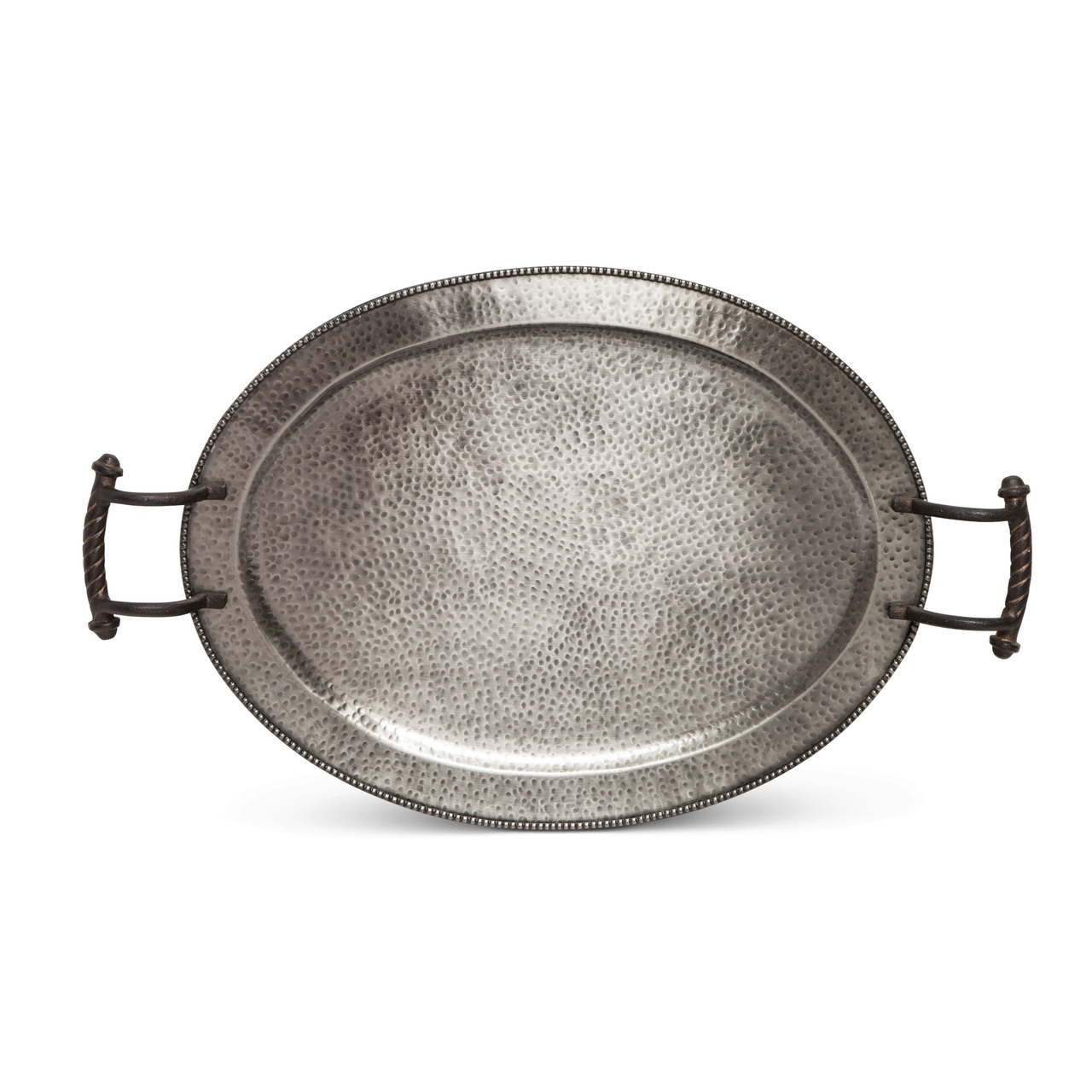 GG Large Oval Tray Antique Silver