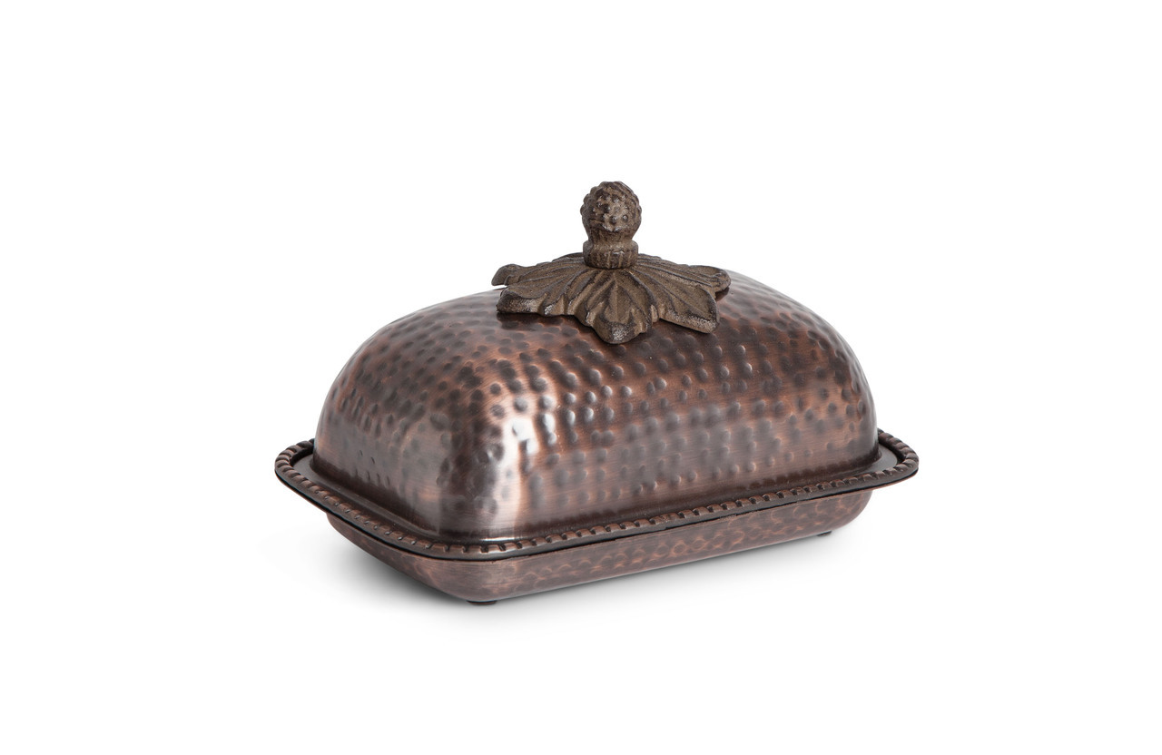 GG hammered Butter Dish Antique Copper